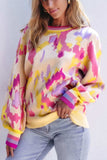 Contrast Round Neck Long Sleeve Sweater - Trendsi - Flyclothing LLC