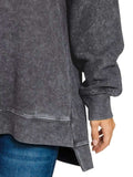 Zenana Full Size Acid Washed Double Ribbed Hi-low Sweatshirt Plus Size - Trendsi - Flyclothing LLC