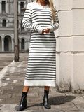 Striped Round Neck Long Sleeve Dress - Trendsi - Flyclothing LLC