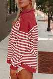 Stripe Johnny Collar Drop Shoulder Sweatshirt - Trendsi - Flyclothing LLC
