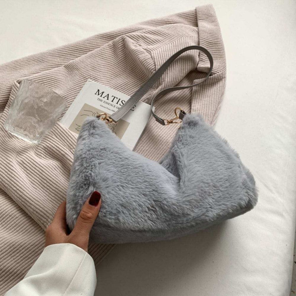 Faux Fur Removable Strap Shoulder Bag - Trendsi - Flyclothing LLC