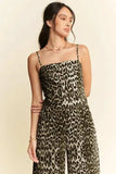 Davi & Dani Leopard Spaghetti Straps Wide Leg Jumpsuit - Trendsi - Flyclothing LLC