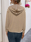 Drawstring Striped Long Sleeve Hoodie - Trendsi - Flyclothing LLC