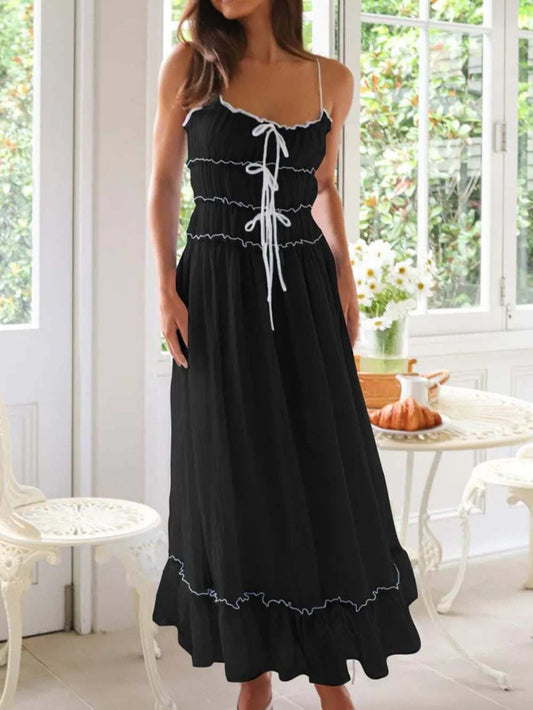 Devine Frill Ruffled Hem Midi Cami Dress - Trendsi - Flyclothing LLC