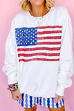 US Flag Round Neck Long Sleeve Sweatshirt - Trendsi - Flyclothing LLC