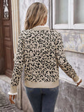 Frill Leopard Long Sleeve Sweater - Trendsi - Flyclothing LLC