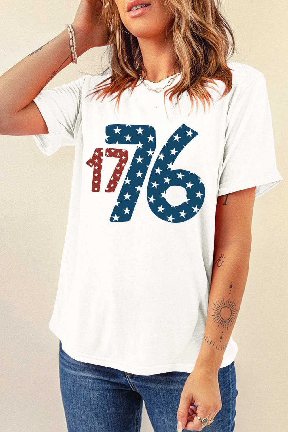 1776 Round Neck Short Sleeve T-Shirt - Trendsi - Flyclothing LLC