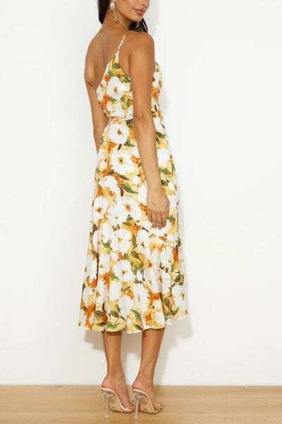 Ruched Printed Single Shoulder Midi Dress - Trendsi - Flyclothing LLC