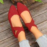 Crisscross Point Toe Flat Slip-Ons - Trendsi - Flyclothing LLC