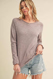 Aemi + Co Lettuce Hemline Round Neck Raglan Sleeve T-Shirt - Trendsi - Flyclothing LLC