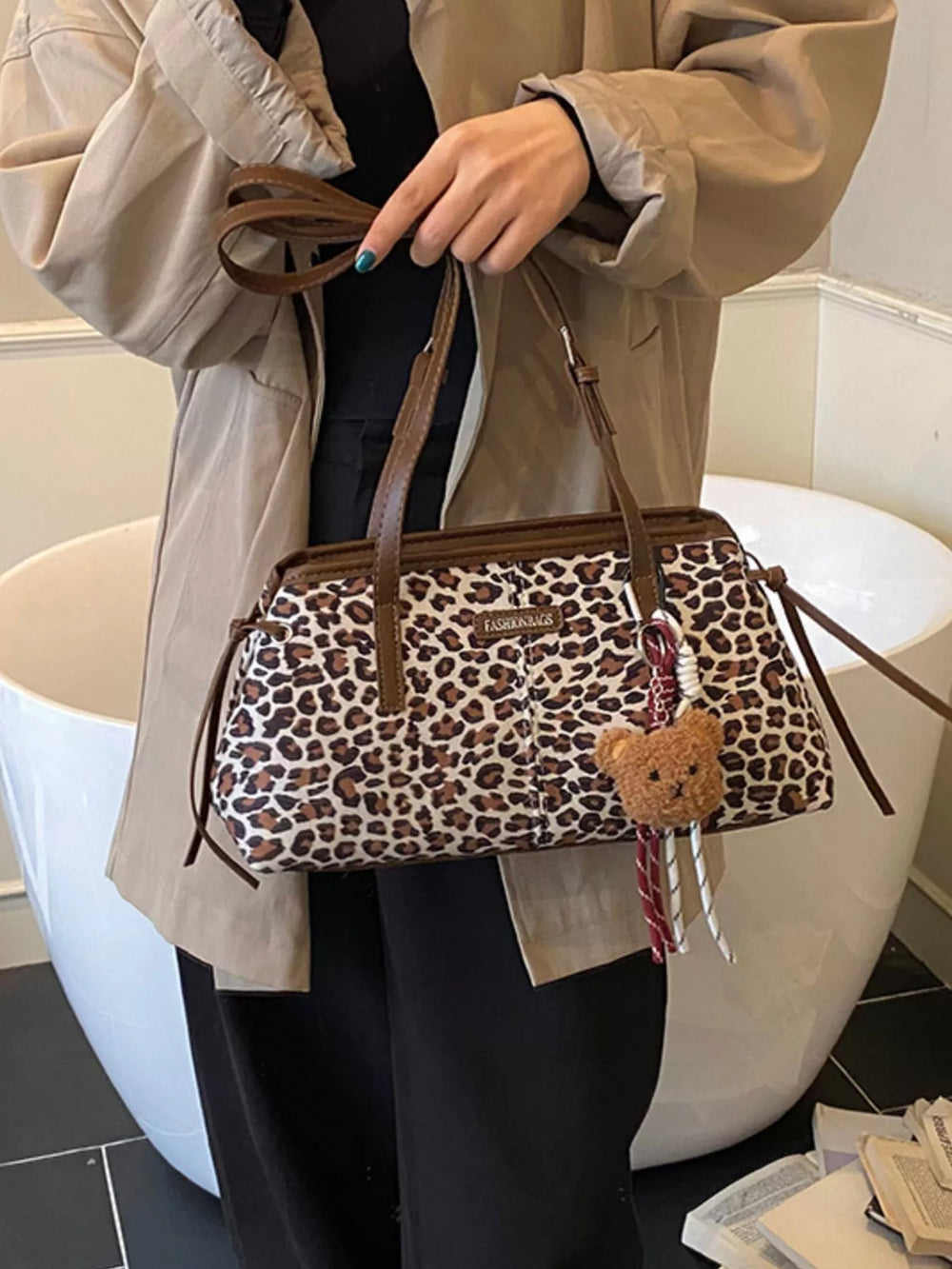 Leopard Adjustable Strap Shoulder Bag - Trendsi - Flyclothing LLC