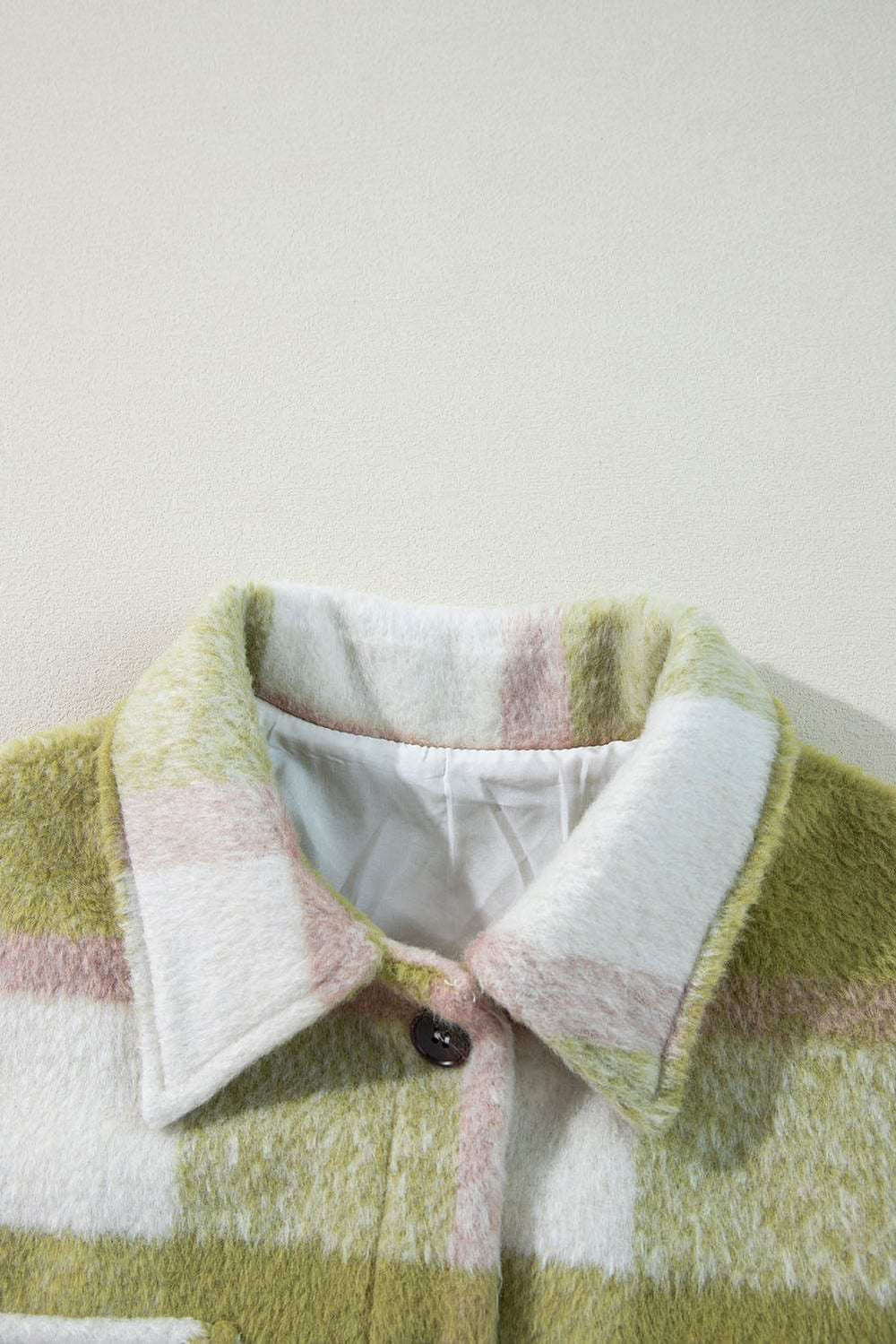 Pocketed Plaid Collared Neck Shacket - Trendsi - Flyclothing LLC