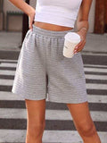 Texture Elastic Waist Shorts - Trendsi - Flyclothing LLC