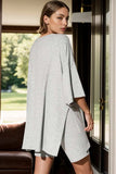 Slit Round Neck Top and Shorts Set - Trendsi - Flyclothing LLC