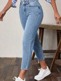 High Waist Jeans with Pockets - Trendsi - Flyclothing LLC