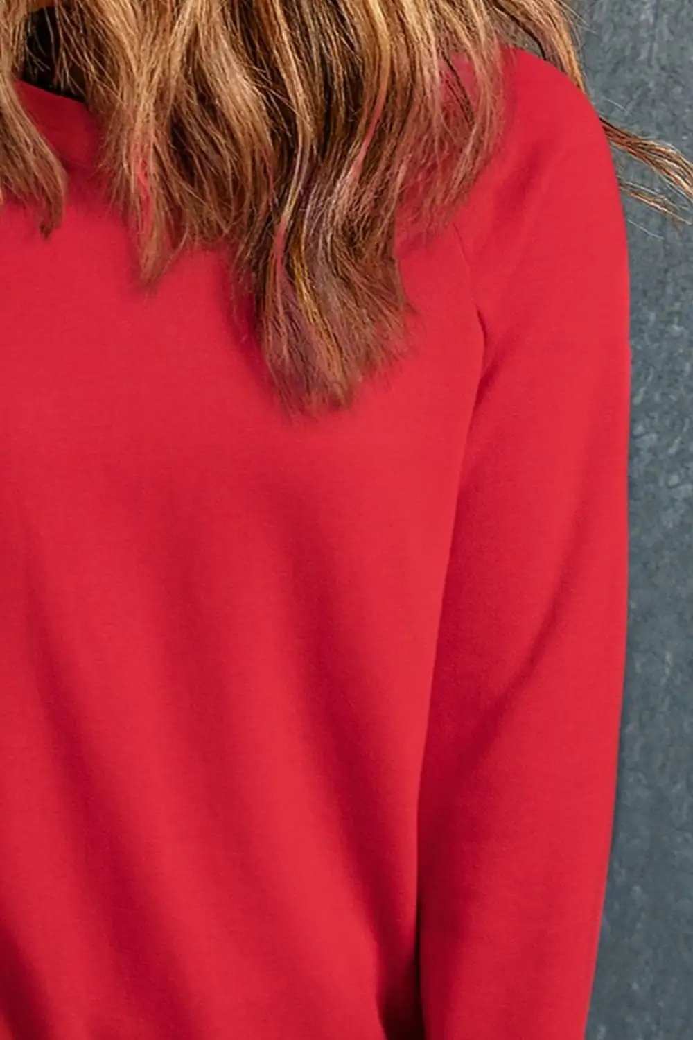 Round Neck Long Sleeve Sweatshirt - Trendsi - Flyclothing LLC