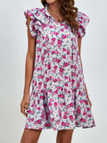 Tied Floral Cap Sleeve Mini Dress - Trendsi - Flyclothing LLC