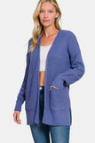 Zenana Waffle Open Front Sweater Cardigan - Trendsi - Flyclothing LLC