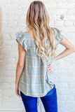 And The Why Plaid Print Smocked Detail Ruffle Baby Doll Top - Trendsi - Flyclothing LLC