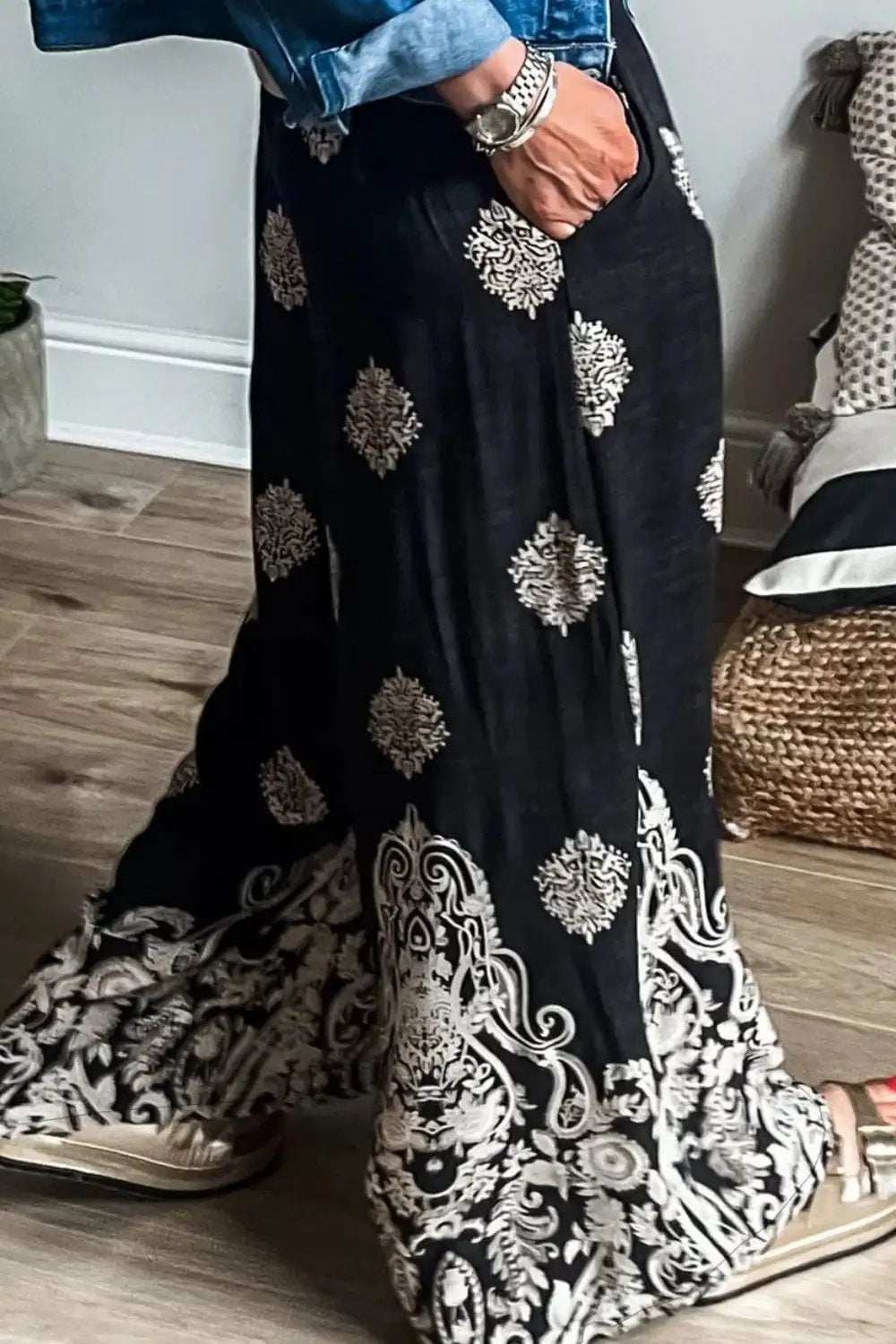 Printed Wide Leg Pants - Trendsi - Flyclothing LLC