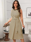 Striped Round Neck Sleeveless Midi Tank Dress - Trendsi - Flyclothing LLC