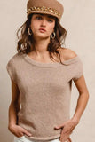BiBi One Side Off Shoulder Knit Top - Trendsi - Flyclothing LLC