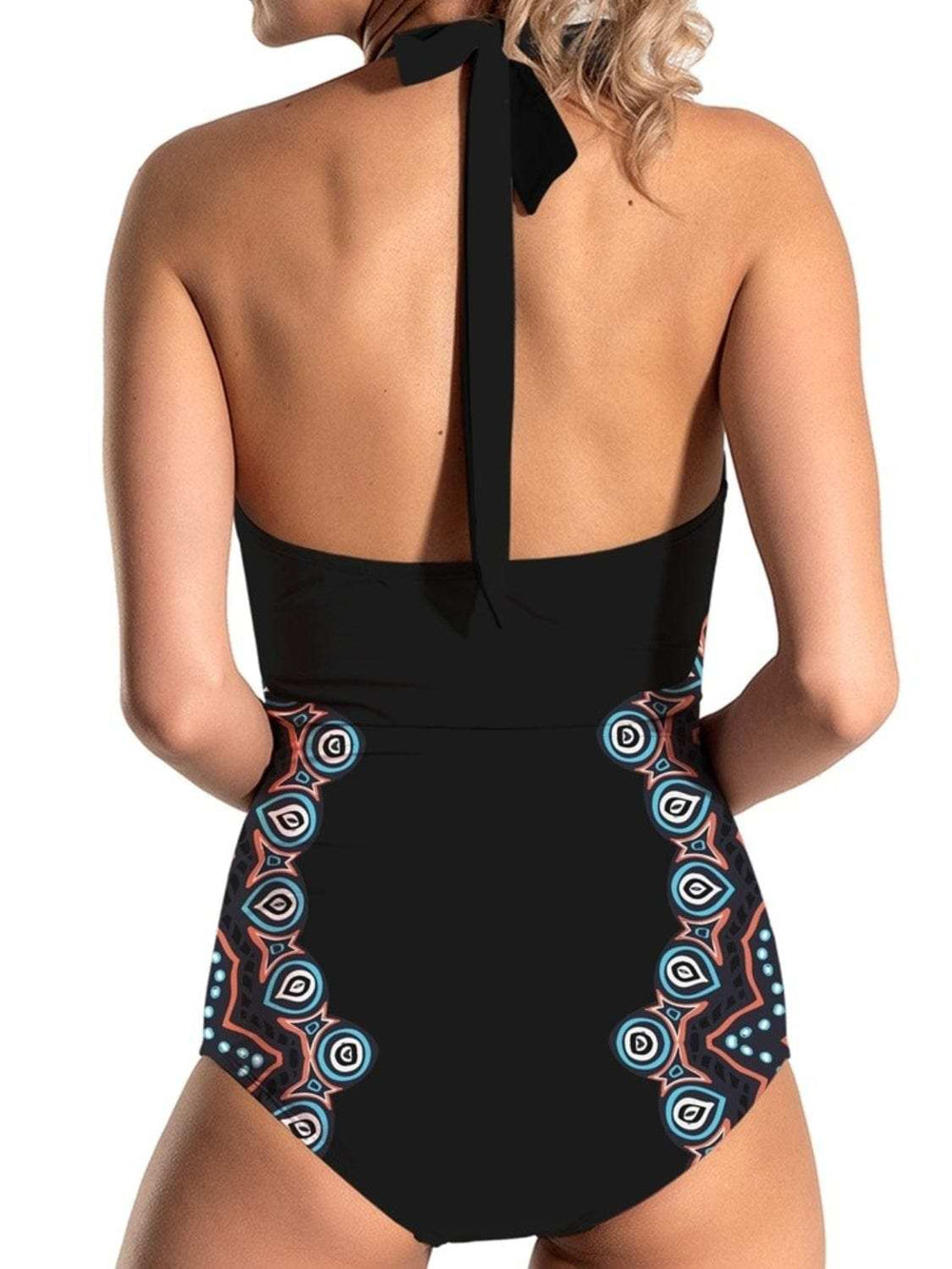 Cutout Printed Halter Neck One-Piece Swimwear - Trendsi - Flyclothing LLC