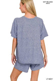 Zenana Soft Melange Short Sleeve Tee and Shorts Set - Trendsi - Flyclothing LLC