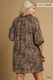 Umgee Full Size Leopard Print Mini Dress with Contrast Trim Plus Size - Trendsi - Flyclothing LLC