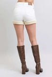 Judy Blue Full Size High Waist Shearling Cuff Denim Shorts Plus Size - Trendsi - Flyclothing LLC
