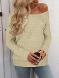 Full Size Heathered Long Sleeve Top - Trendsi - Flyclothing LLC