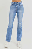 RISEN Full Size Distressed High-Rise Ankle Straight Jeans - Trendsi - Flyclothing LLC