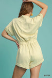 Umgee Button Down Charmeuse Romper - Trendsi - Flyclothing LLC