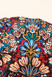 Tropical Print Puff Sleeve Knot Front Blouse - Trendsi - Flyclothing LLC
