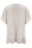 Slit V-Neck Half Sleeve Knit Top - Trendsi - Flyclothing LLC