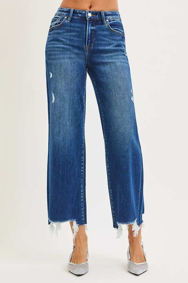 RISEN High Rise Crop Wide Leg Jeans - Trendsi - Flyclothing LLC