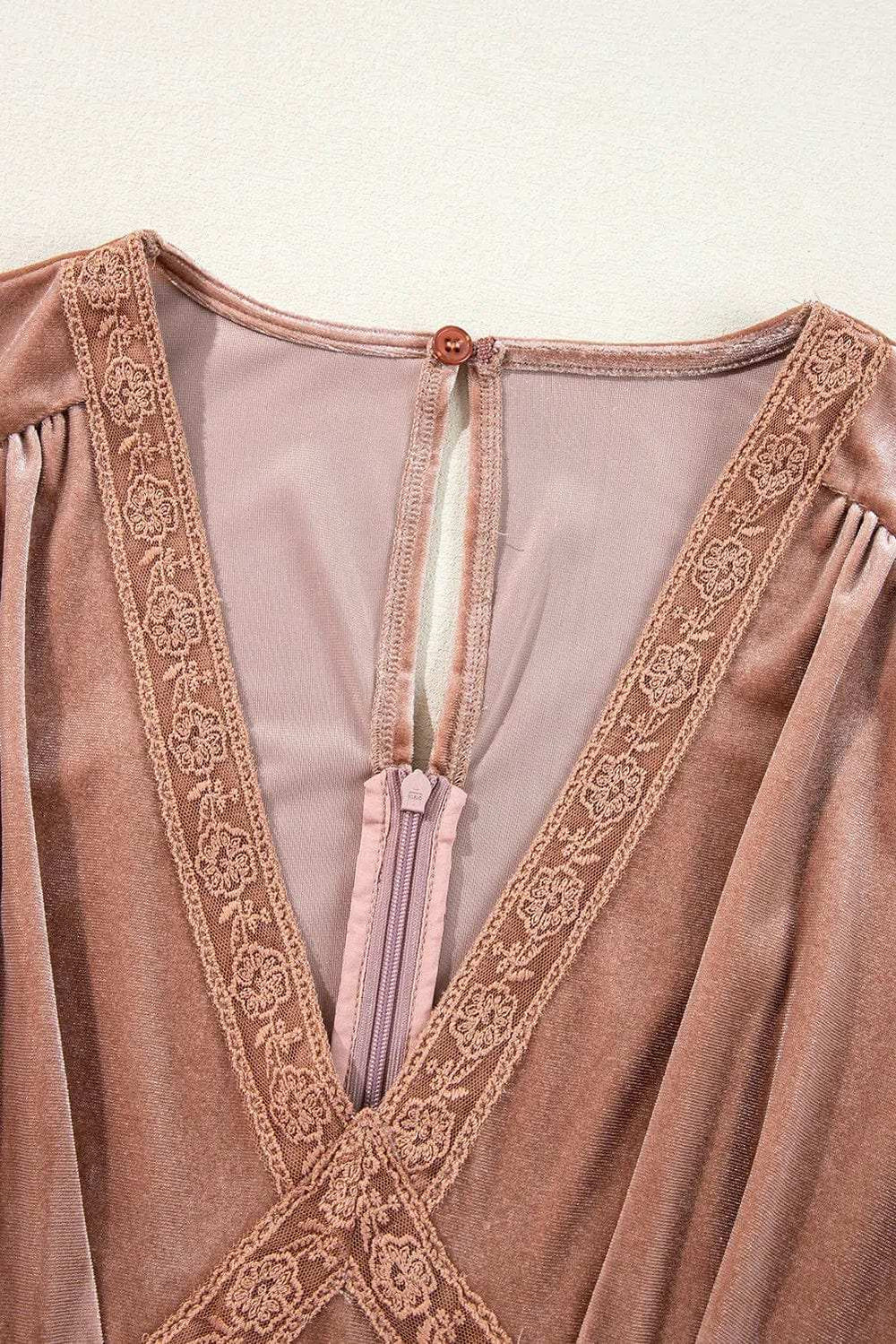 Lace Detail V-Neck Short Sleeve Dress - Trendsi - Flyclothing LLC