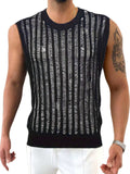 Men's Round Neck Hollow Out Sleeveless Top - Trendsi - Flyclothing LLC