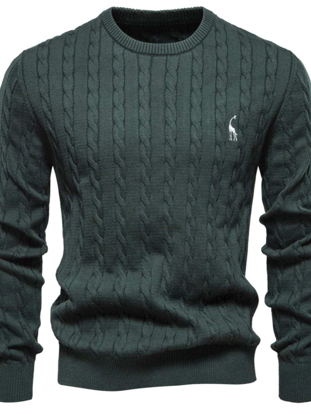 Men's Cable-Knit Round Neck Long Sleeve Sweater - Trendsi - Flyclothing LLC