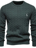 Men's Cable-Knit Round Neck Long Sleeve Sweater - Trendsi - Flyclothing LLC