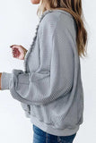 Waffle-Knit Round Neck Long Sleeve Top - Trendsi - Flyclothing LLC