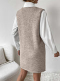 V-Neck Sleeveless Sweater Dress with Pockets - Trendsi - Flyclothing LLC