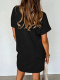 Round Neck Short Sleeve Mini Dress - Trendsi - Flyclothing LLC