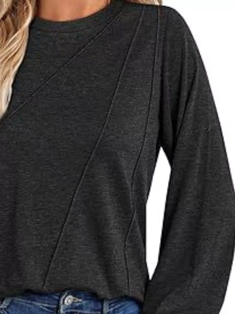 Round Neck Long Sleeve Top - Trendsi - Flyclothing LLC