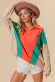 BiBi Colorblock Exposed Seam French Terry Sweatshirt - Trendsi - Flyclothing LLC