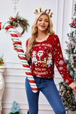 Christmas Pattern Round Neck Long Sleeve Sweater - Trendsi - Flyclothing LLC