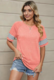 Striped Round Neck Short Sleeve T-Shirt - Trendsi - Flyclothing LLC
