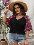 Plus Size V-Neck Flounce Sleeve Top - Trendsi - Flyclothing LLC