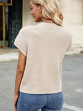 Round Neck Short Sleeve Sweater - Trendsi - Flyclothing LLC