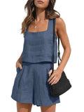 Square Neck Tank and Shorts Set - Trendsi - Flyclothing LLC
